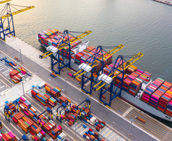 Container port and international freight operations